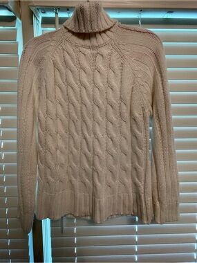 Cherokee Cream Cable Knit Turtleneck Sweater -